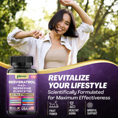 Parrox Resveratrol blend with green tea, blueberry, and pomegranate imagery.