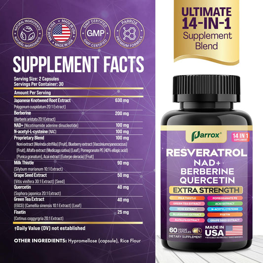 Parrox capsule featuring NAD+ and NAC for cellular vitality.
