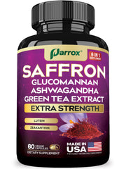 Parrox saffron supplement bottle showcasing all-in-one wellness support