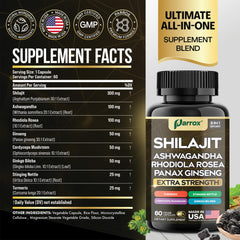 Parrox Shilajit 8-in-1 capsules closeup for easy-to-take daily routine