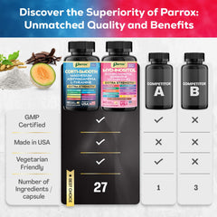 Parrox Soothe & Smooth 13-in-1 bottle pour suggests calm focus.