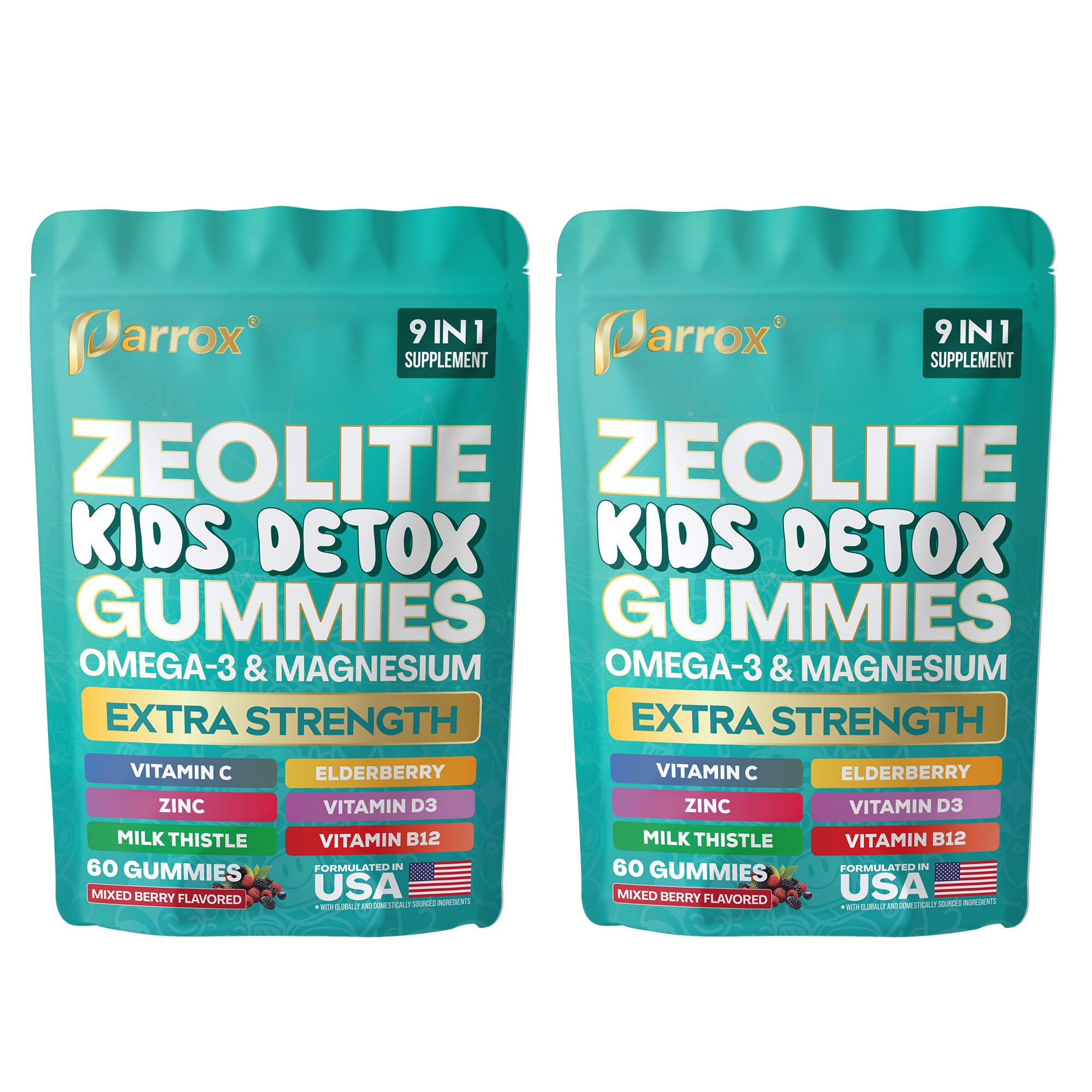Parrox Zeolite Kids Detox Gummies bottle for on-the-go daily use.