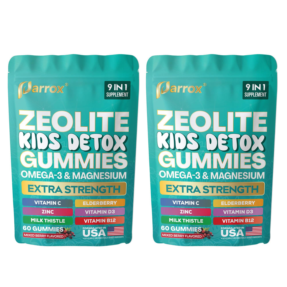 Parrox Zeolite Kids Detox Gummies bottle for on-the-go daily use.