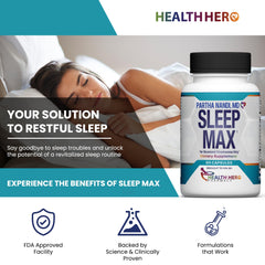 Sleep Max capsules in pack for easy nightly use by Partha Nandi, MD
