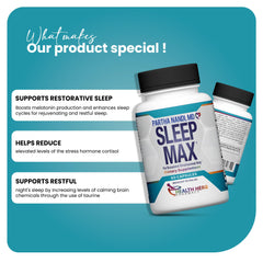 Sleep Max taurine and 5-HTP focus on balanced neurotransmitter support