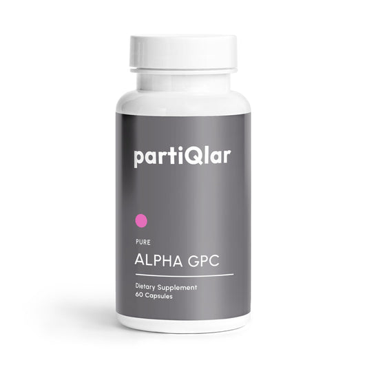 PartiQlar Alpha GPC bottle front for easy daily use and quick absorption.