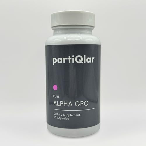 PartiQlar Alpha GPC capsules close-up highlighting 300 mg dosage.