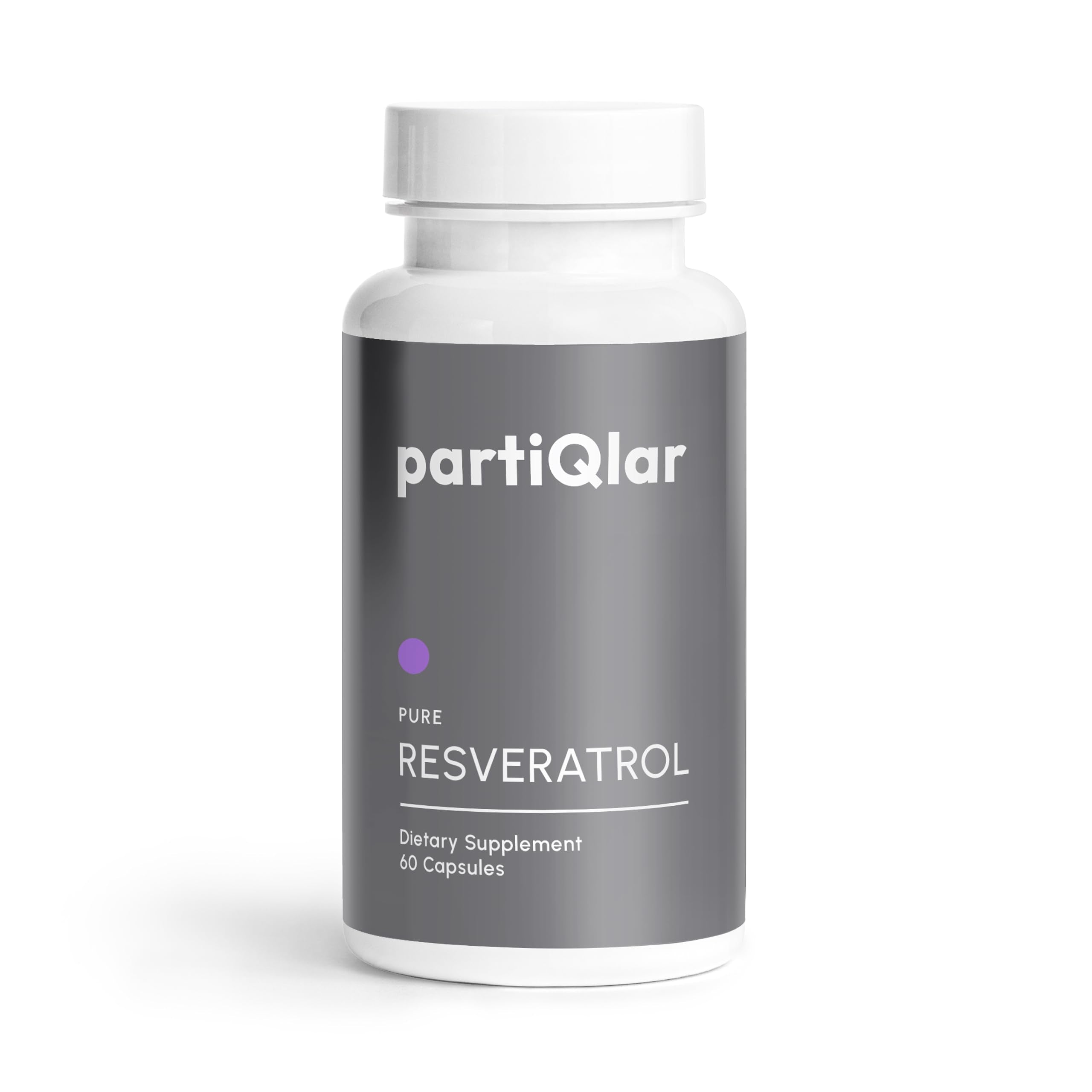 partiqlar high purity trans-resveratrol bottle with 500 mg capsule