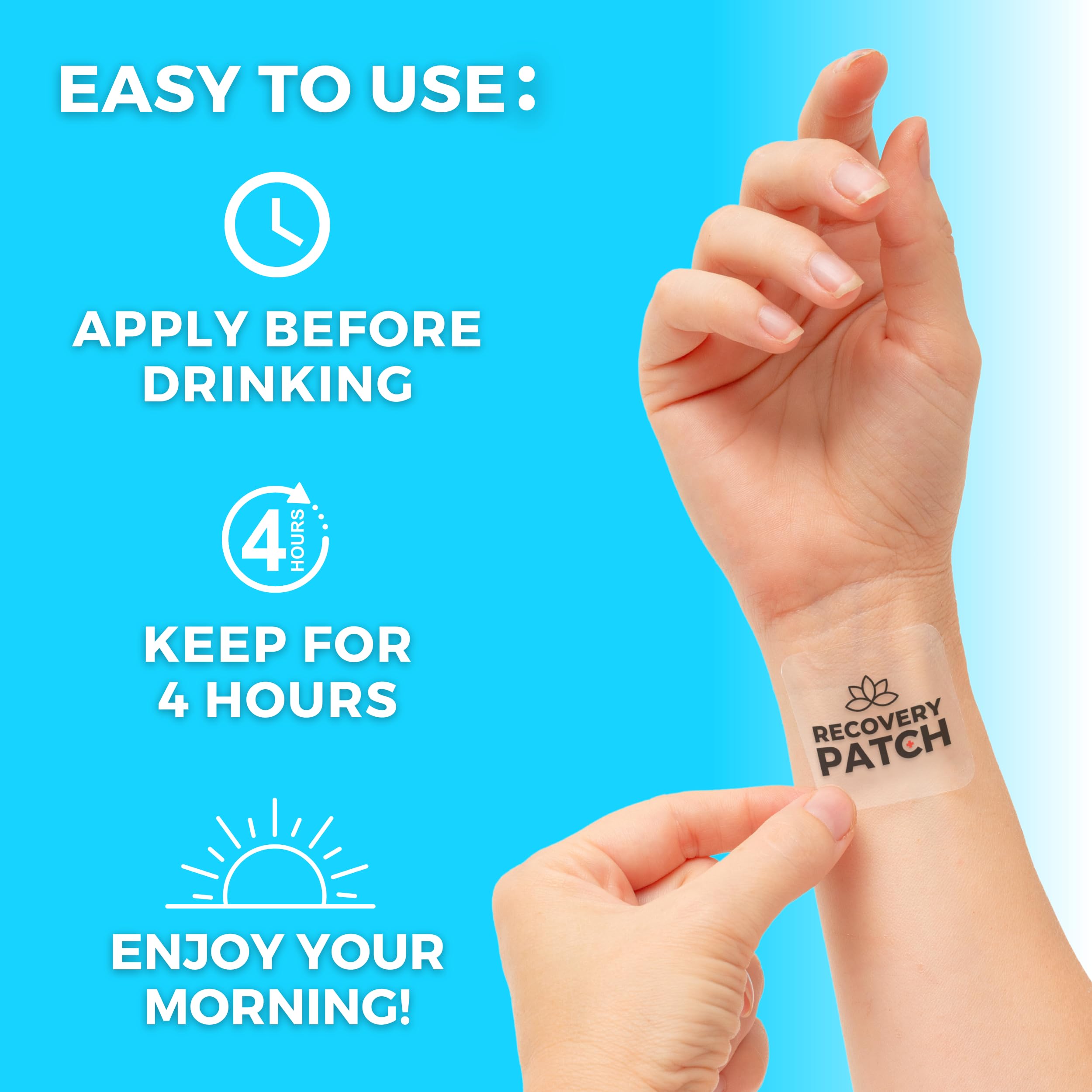 Party Treats Recovery Patches easily apply to skin at night for discreet use.