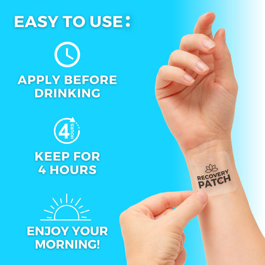 Party Treats Recovery Patches easily apply to skin at night for discreet use.