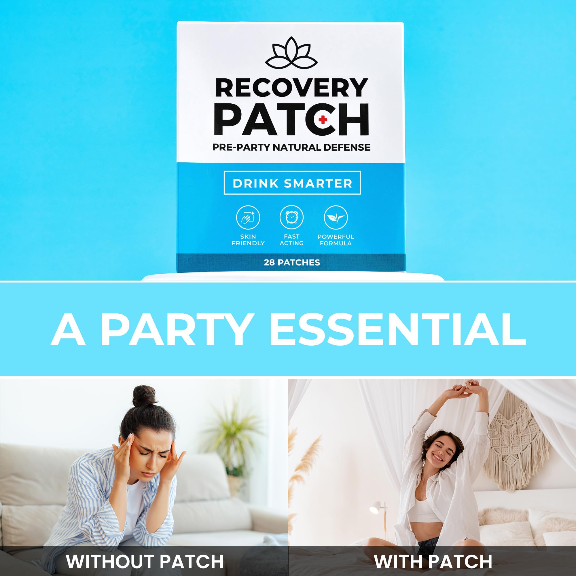 Party Treats Recovery Patches provide up to four hours of wear and comfort.