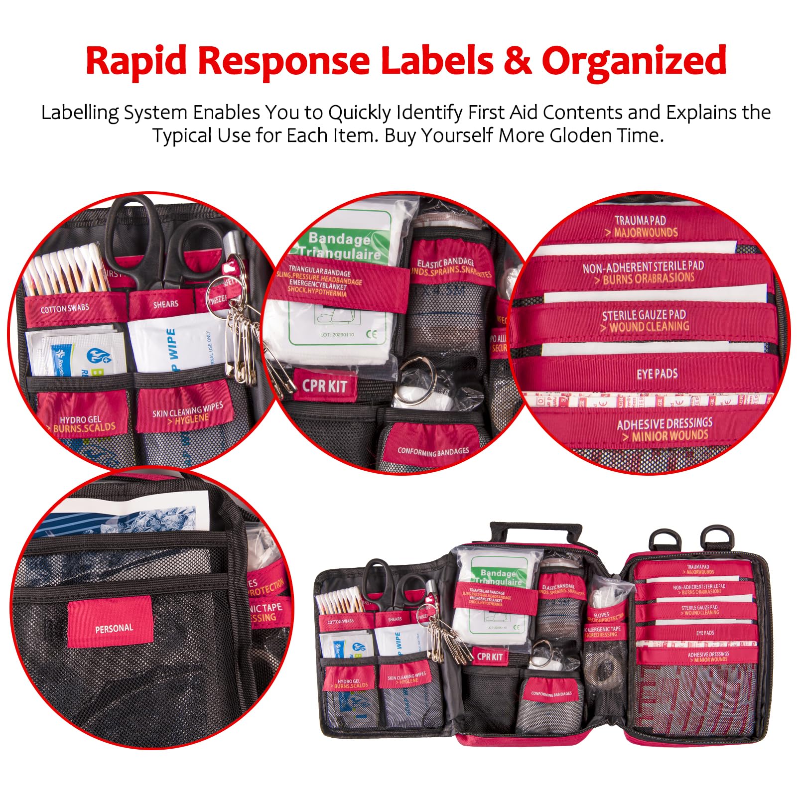 Pasenhome emergency kit with MOLLE system for easy outdoor attachment.