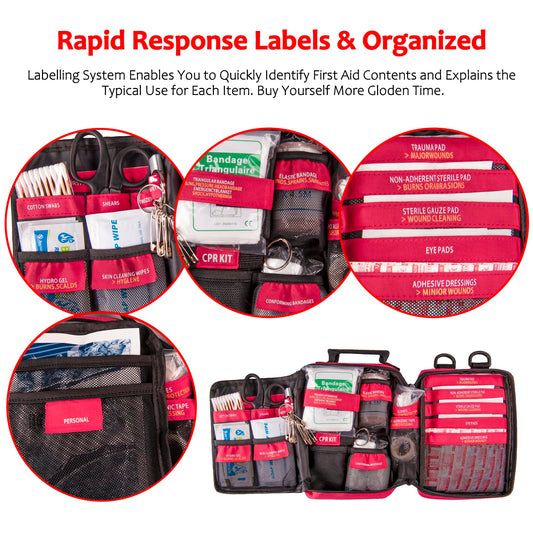 Pasenhome emergency kit with MOLLE system for easy outdoor attachment.