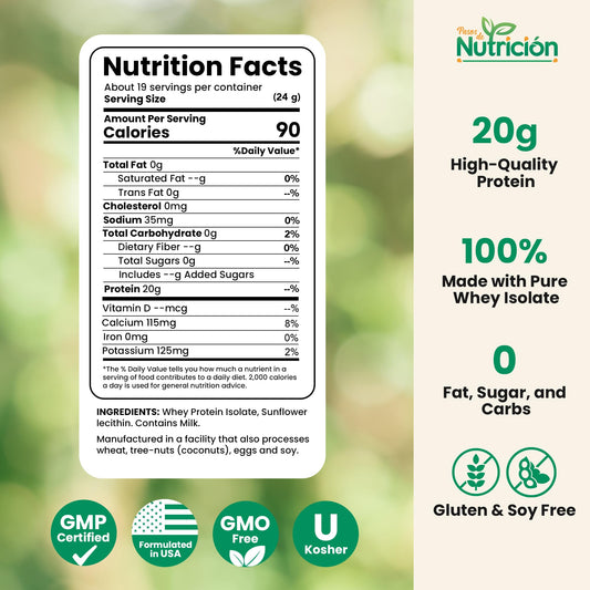 PASOS DE NUTRICION Whey Isolate shake being prepared for a zero sugar, low carb option.