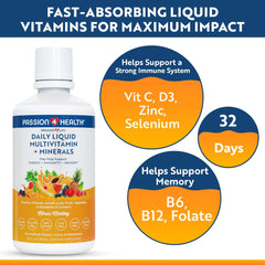 Pourable Passion 4 Life multivitamin demonstrates easy dosing and swallow.