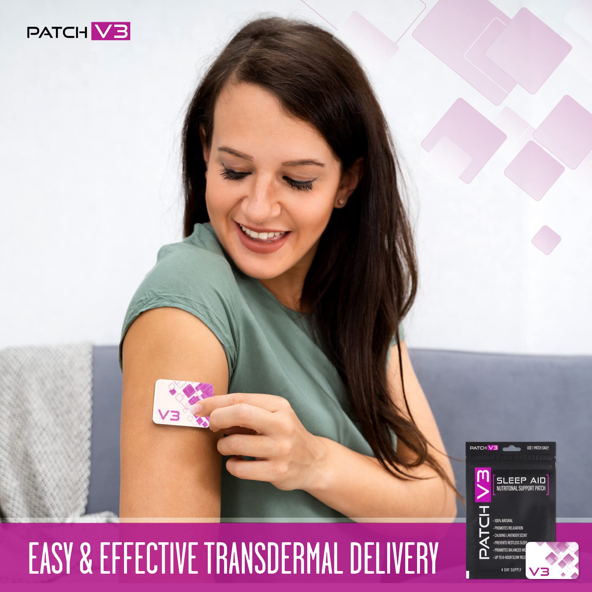 Patch V3 vegan, drug-free formula supports non-habit forming sleep options