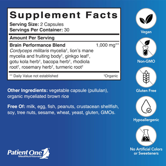 Patient One Cogni-Sharp capsules closeup highlight blend for focus