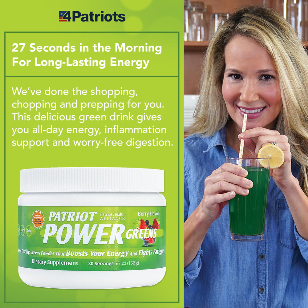 PATRIOT POWER GREENS scoop ready for daily nourishment in water.