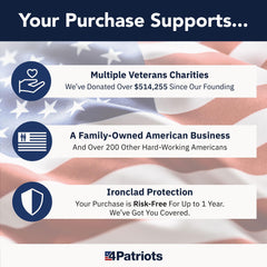 PATRIOT POWER GREENS veteran-developed formula note with collaboration details.