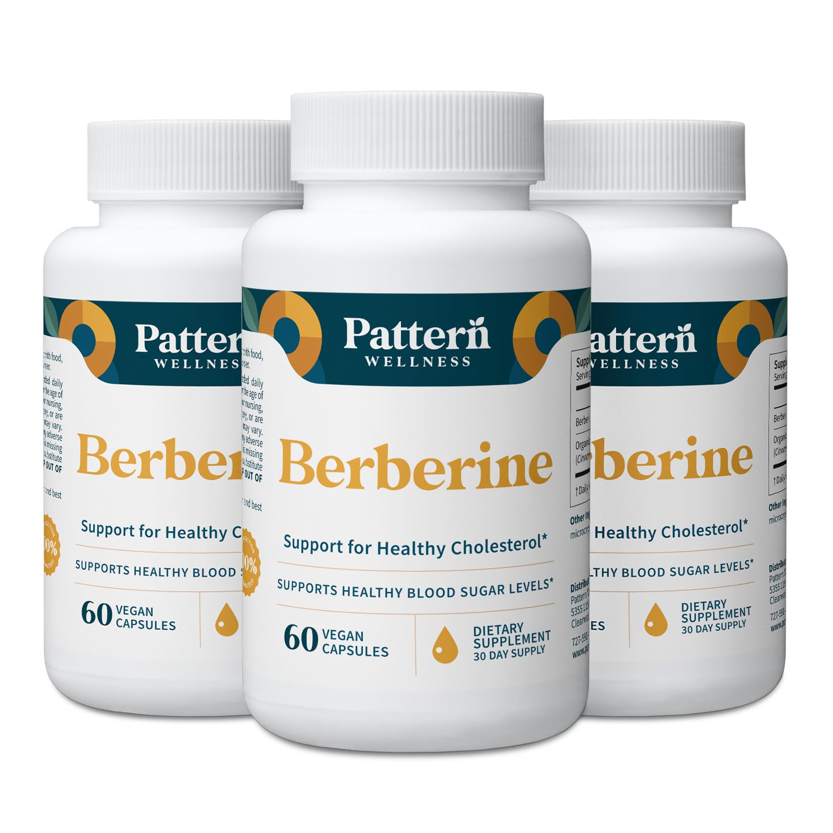 Pattern Wellness Berberine Cinnamon bottle close-up for daily metabolic balance