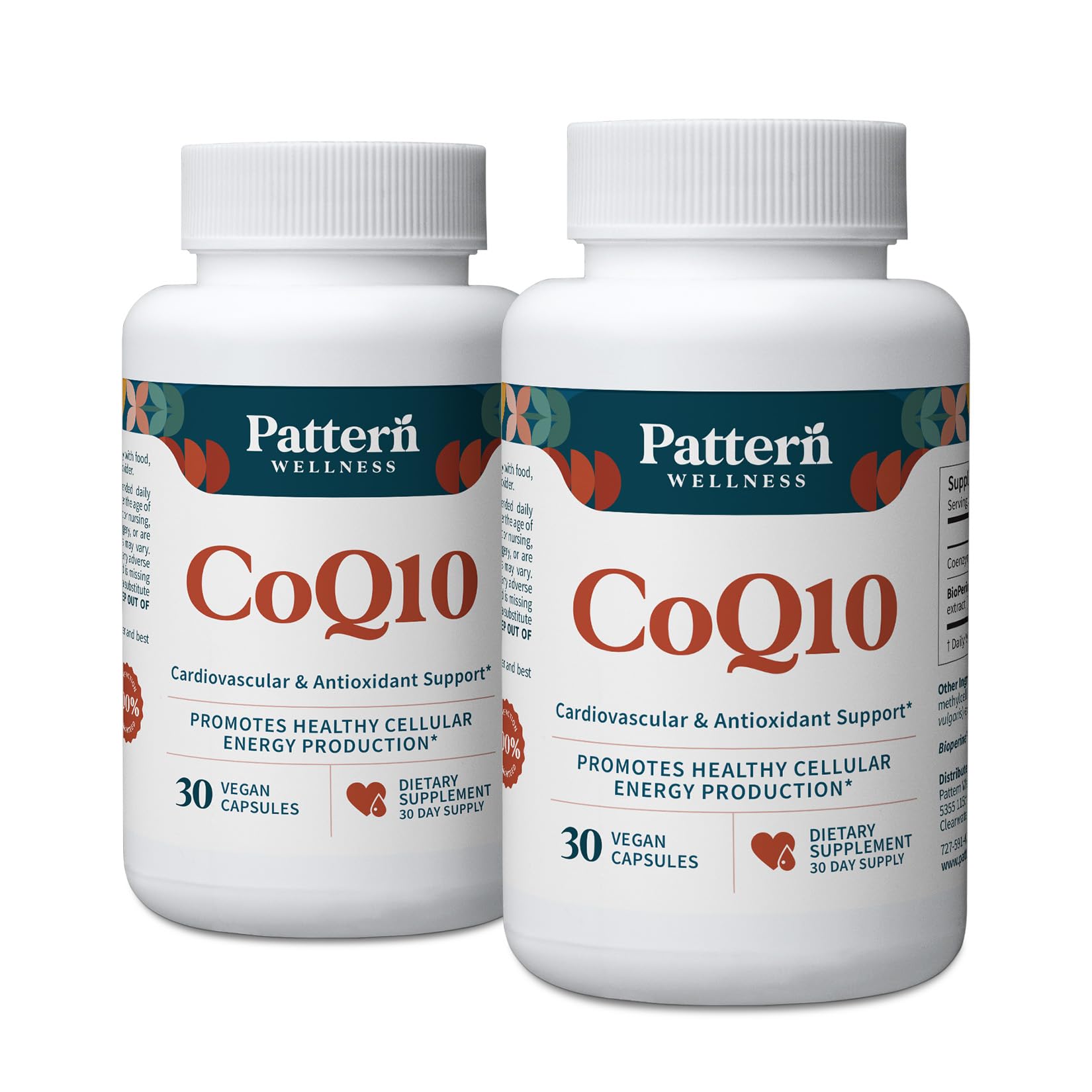 Pattern Wellness CoQ10 bottle front view for daily energy support