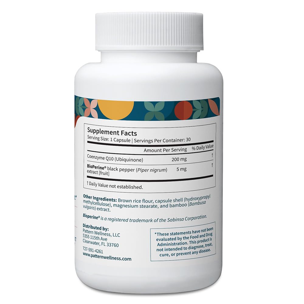 Pattern Wellness CoQ10 capsules pour showing vegan capsules for vitality