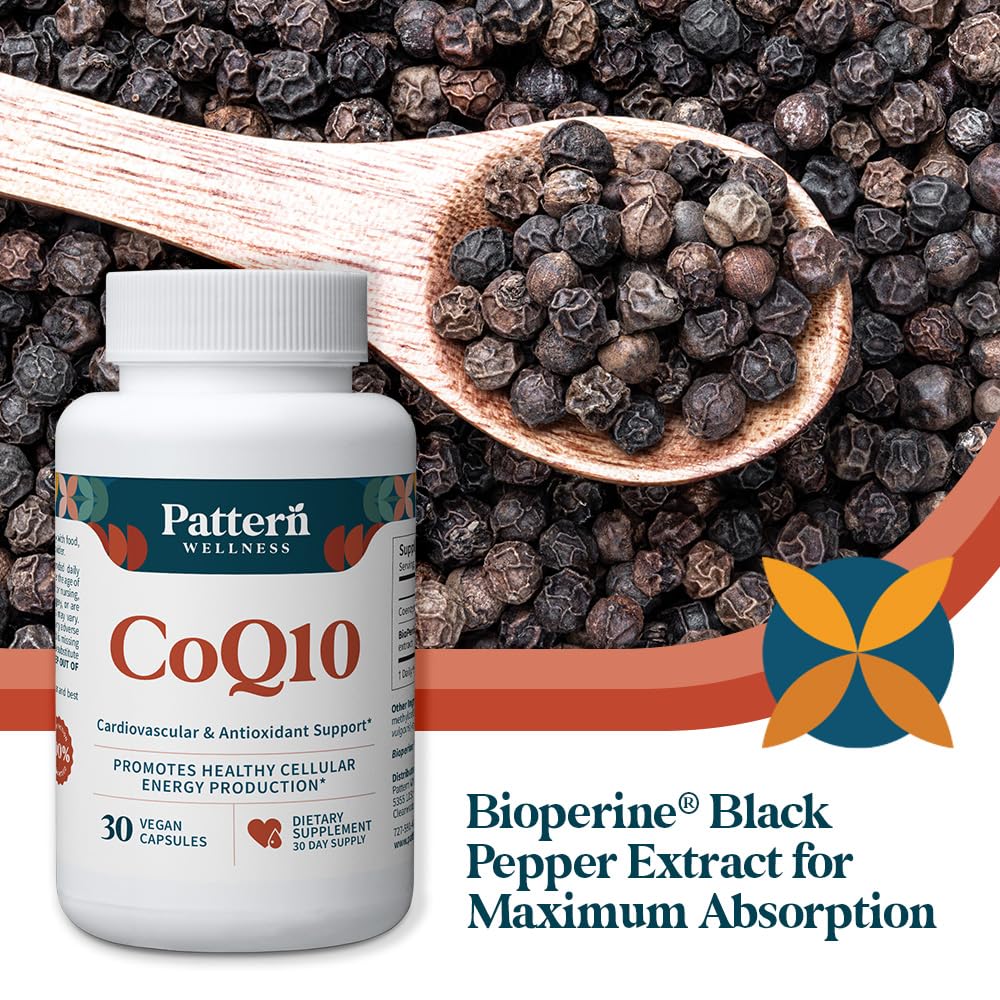 Pattern Wellness CoQ10 GMP certified label on bottle