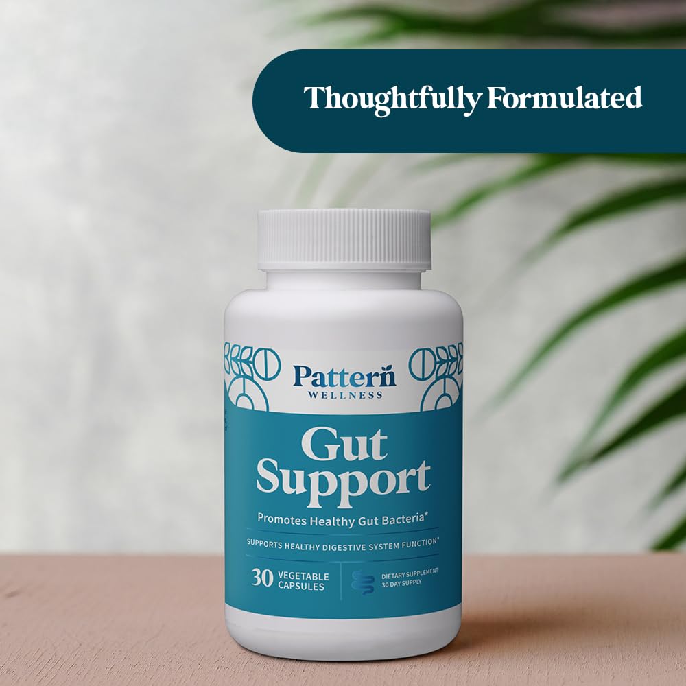 Pattern Wellness Gut Support with allicin extract emphasizing plant-based nutrition