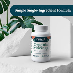 Pattern Wellness Moringa Minerals Calcium Potassium Magnesium close-up with health focus.