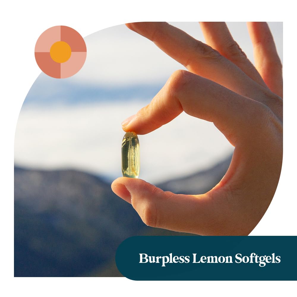 Pattern Wellness Omega3 softgels pour shot illustrating daily dosage.