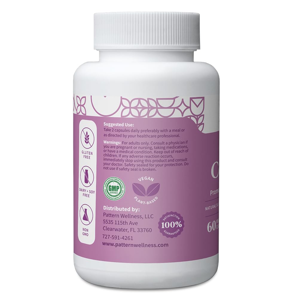 Pattern Wellness PMS Complex label close-up highlighting vitamin B6 and magnesium
