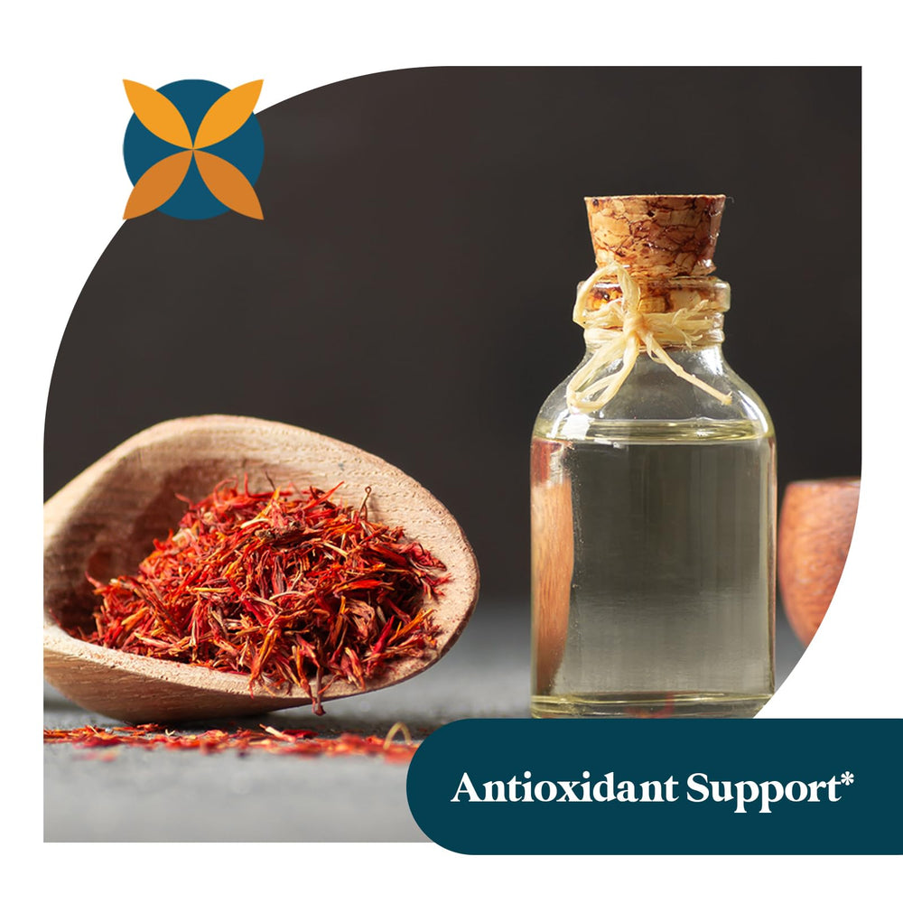 Pattern Wellness saffron extract bottle with cap open, ready to take.