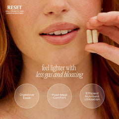 Paulina Fitness Reset Daily ingredients panel highlights bromelain and dandelion root extract for digestion.