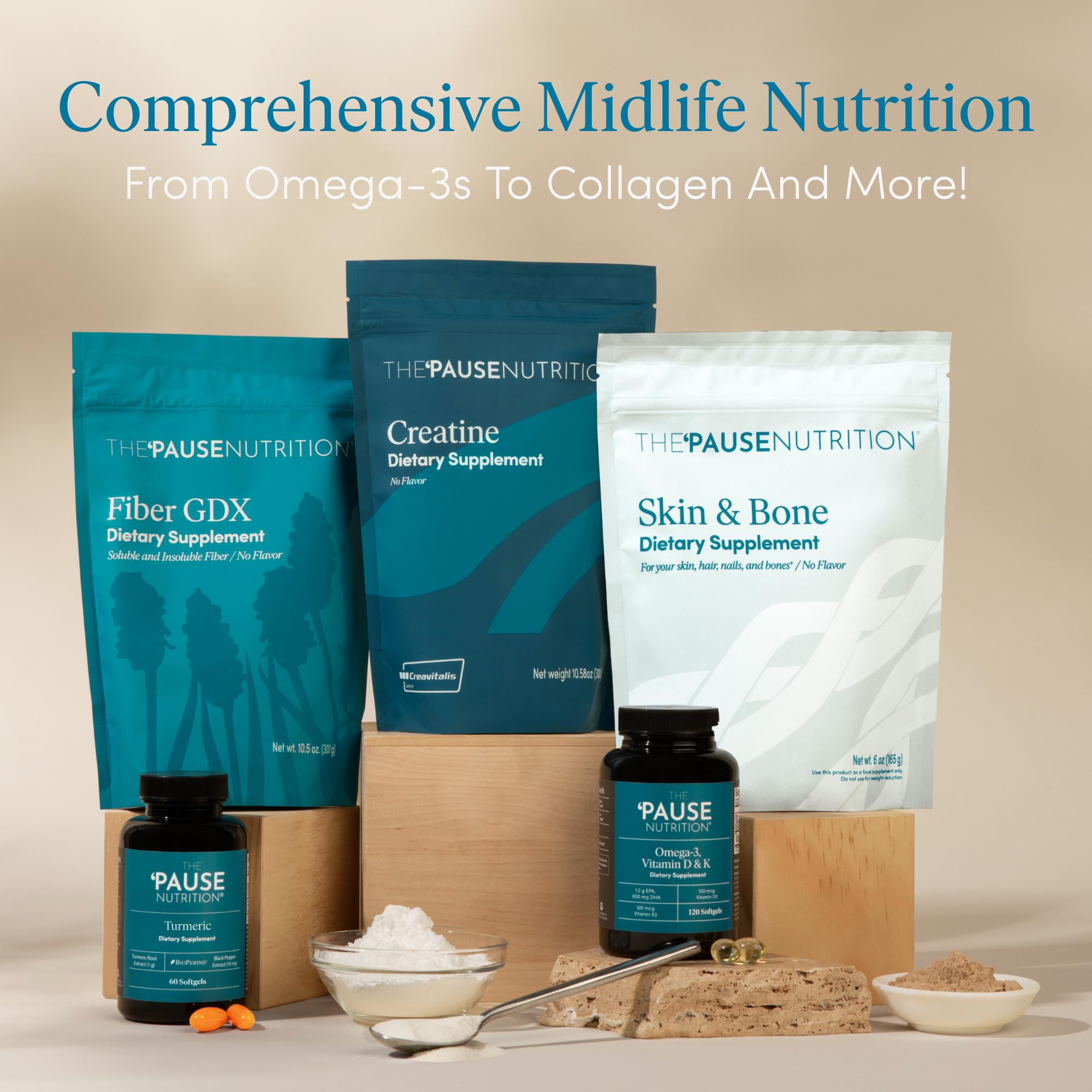 Pause Life turmeric softgels with neutral flavor and no aftertaste.