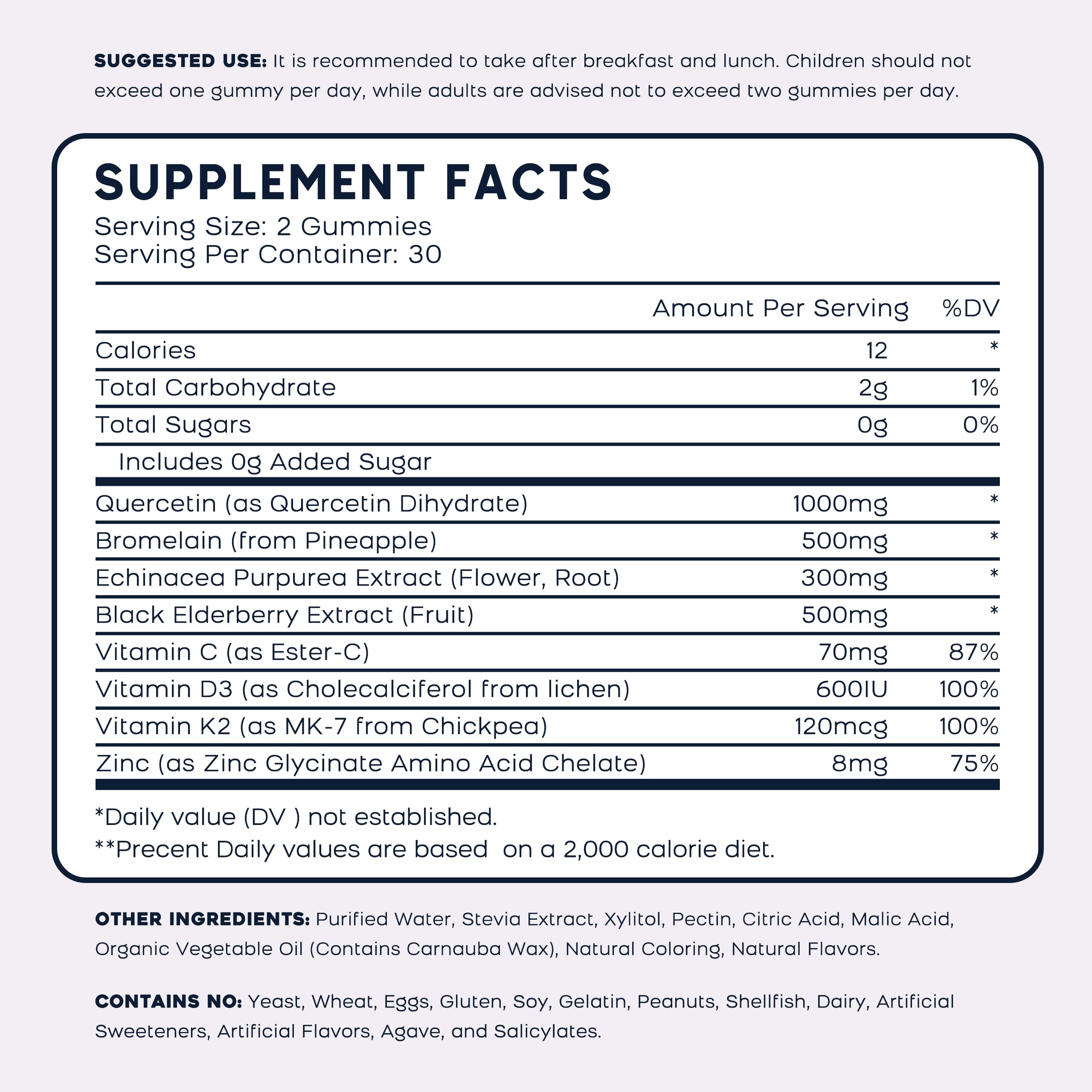 PAYAOCZ quercetin gummies with clear label highlighting 1000mg quercetin.