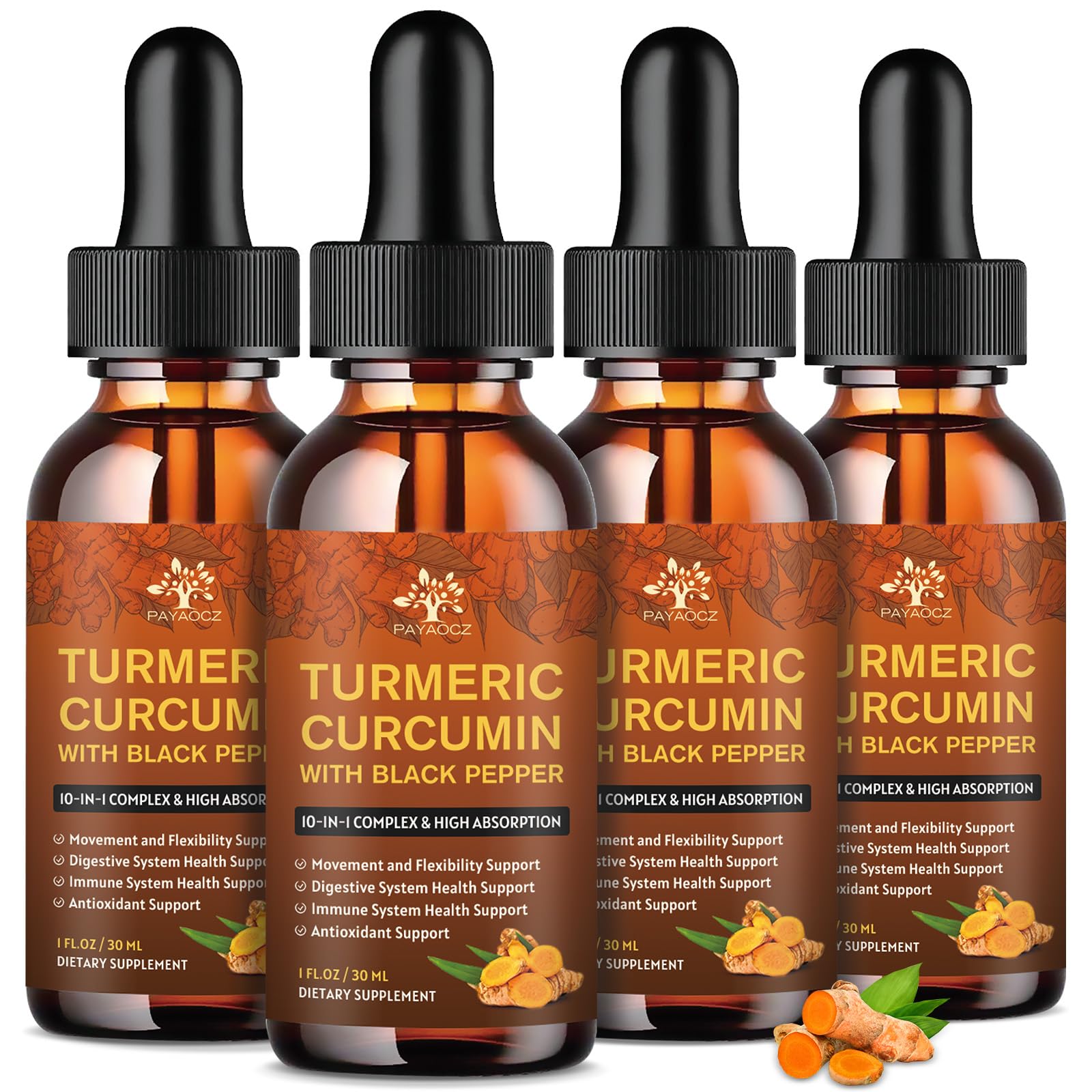 PAYAOCZ Turmeric Drops bottle front for daily wellness.
