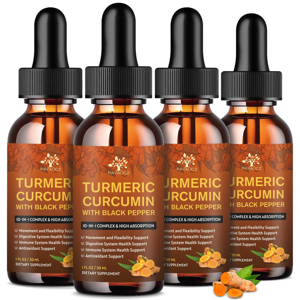 PAYAOCZ Turmeric Drops bottle front for daily wellness.