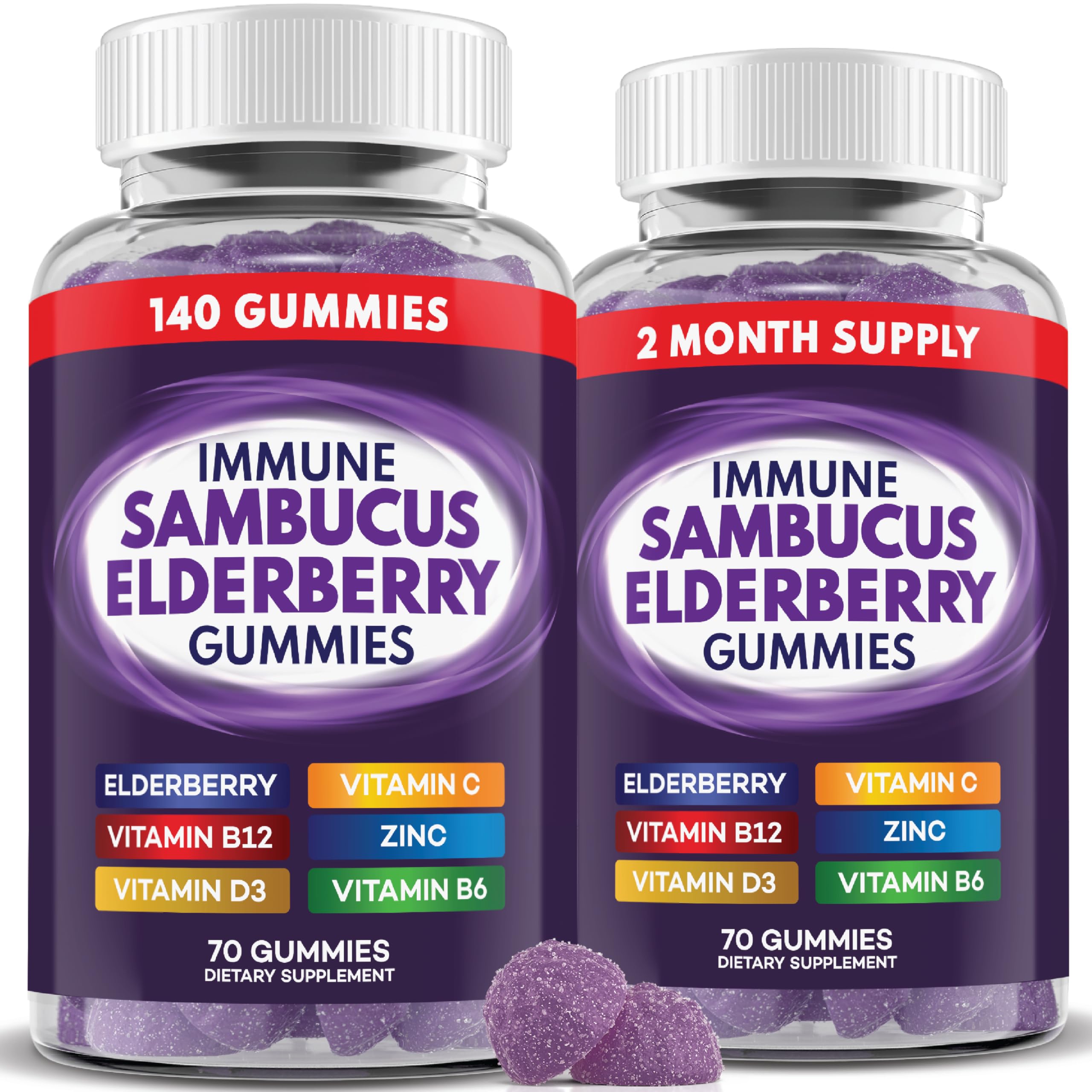 PAYÉ Elderberry Gummies bottle close-up, tasty daily immune support for all ages.