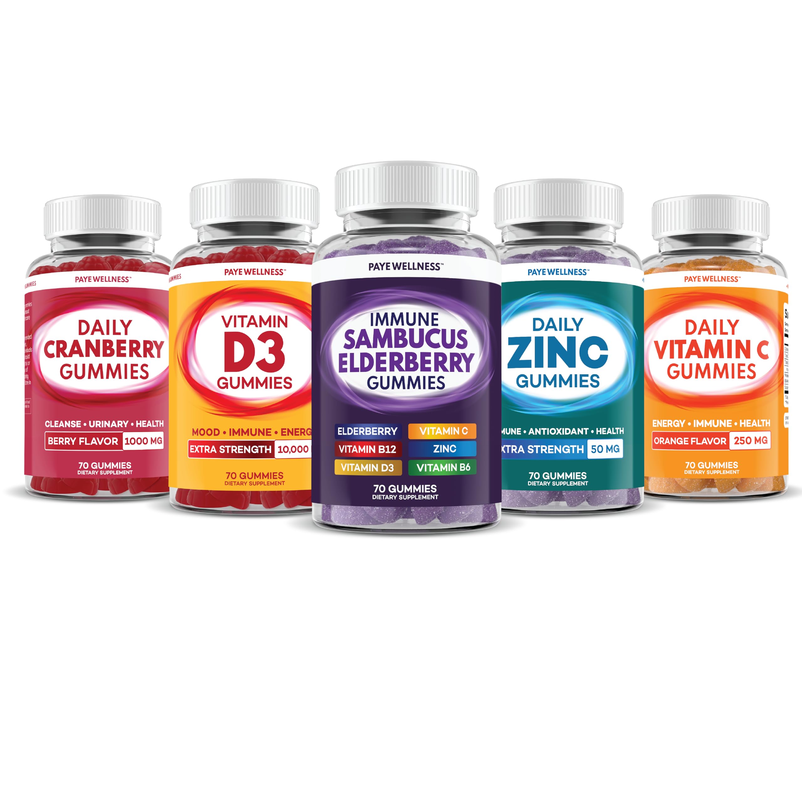 PAYÉ Elderberry Gummies two-month-supply visual, convenient daily routine.