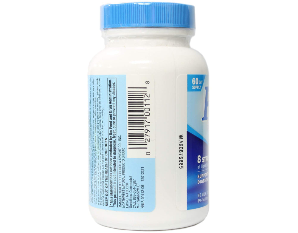 PB8 Probiotic 3-Pack bottle side label emphasizes BPA-free packaging
