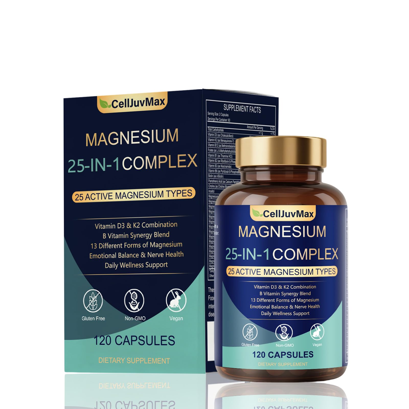 PBZPBZ 25-in-1 Magnesium Complex bottle image highlighting a full-spectrum blend for daily wellness.