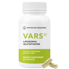 PD VARS Liposomal Glutathione bottle shows easy-to-take capsules for daily antioxidant support.