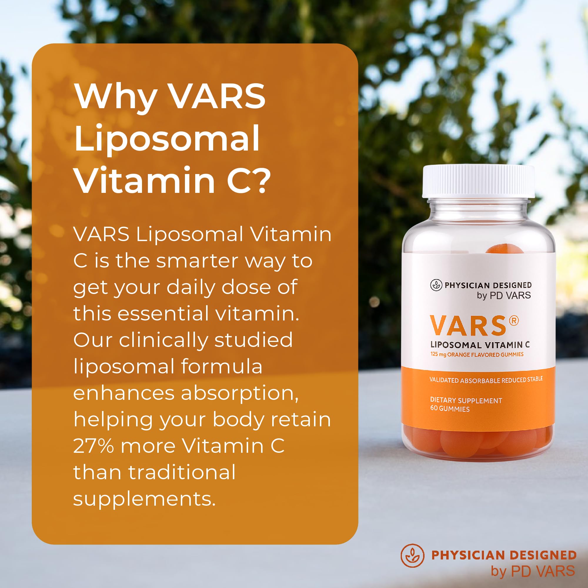 PD VARS Liposomal Vitamin C Gummies closeup showing smooth texture and bite-sized form