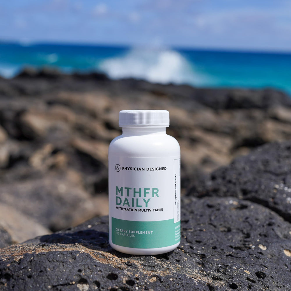 Label closeup on PD VARS MTHFR Daily Multivitamin showing essential B vitamins.