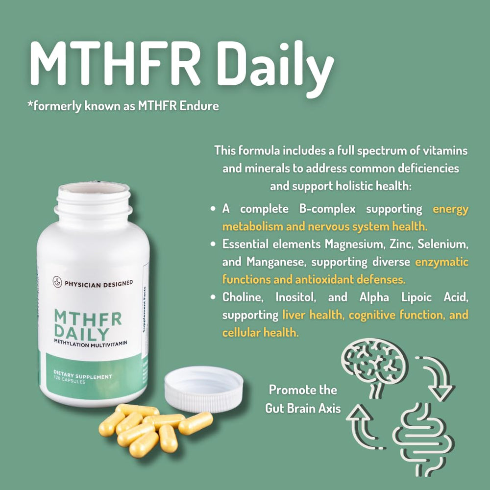 Morning routine scene with PD VARS MTHFR Daily Multivitamin suggesting sustained energy potential.