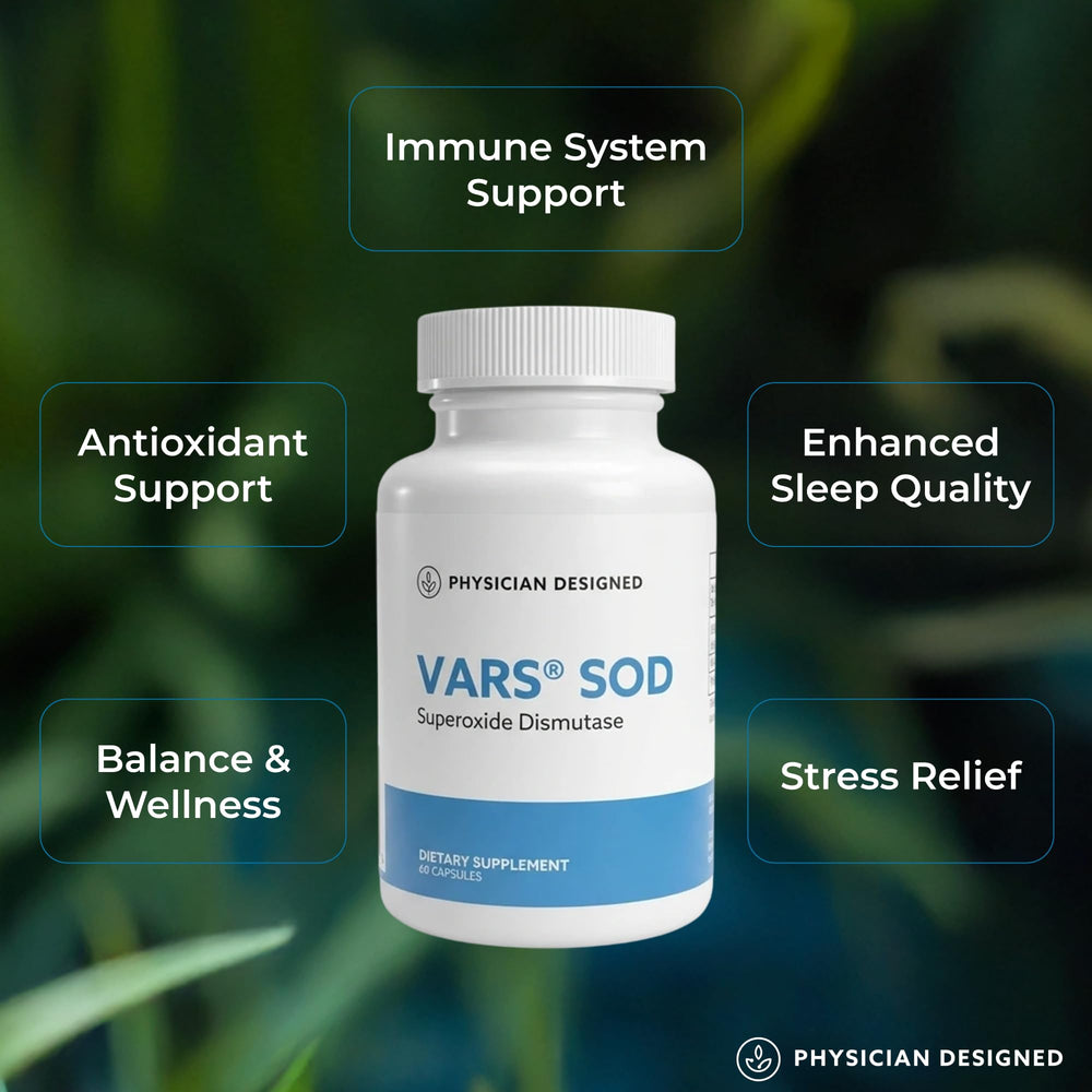 PD VARS SOD Booster label close-up showing high potency antioxidant formula.
