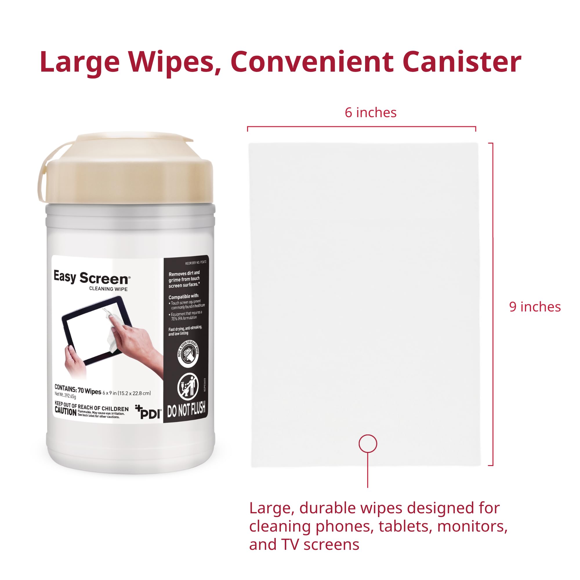 PDI Easy Screen Cleaning Wipes case pack provides ongoing supply for home or office.