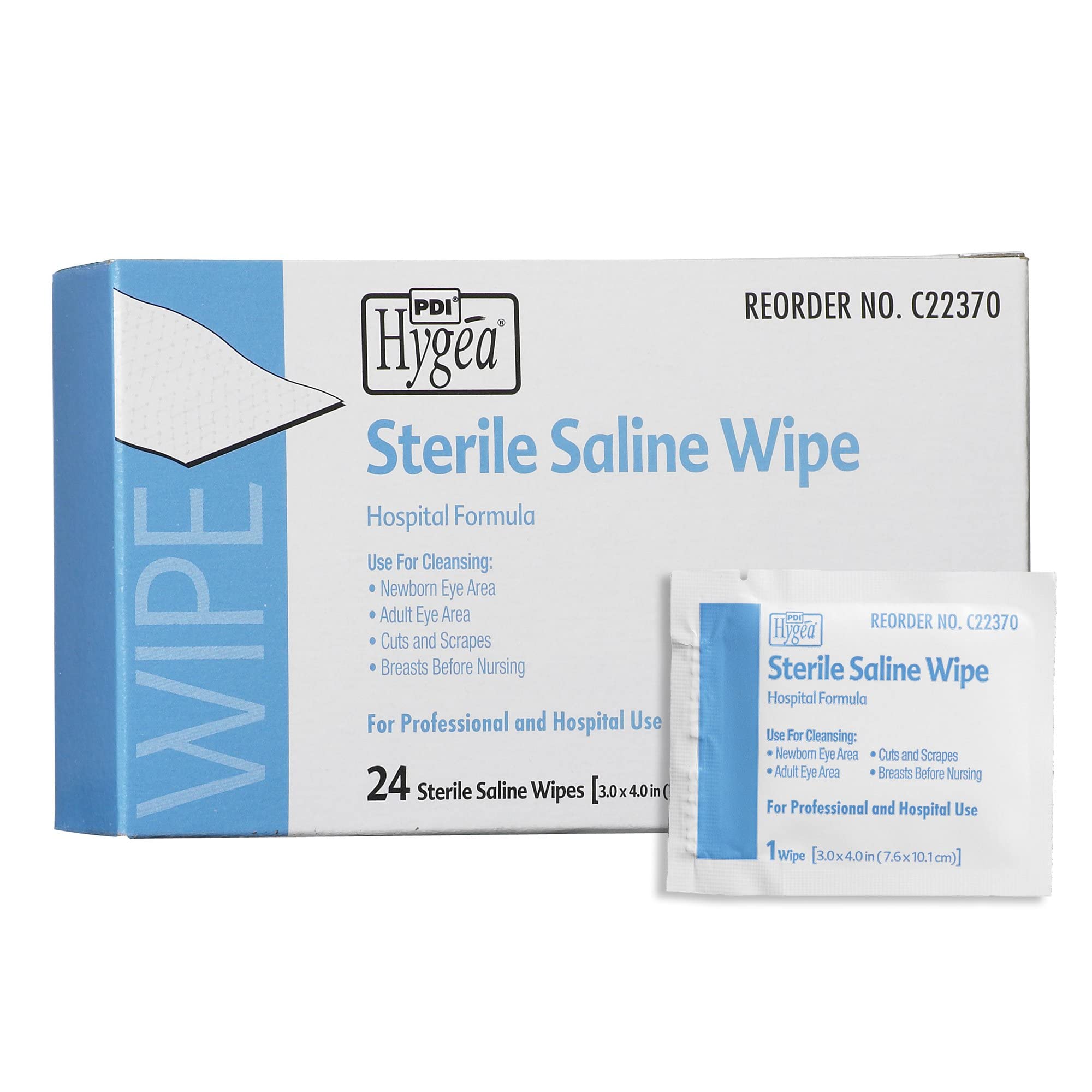 PDI Hygea case of 576 sterile saline wipes for bulk, single-use cleansing