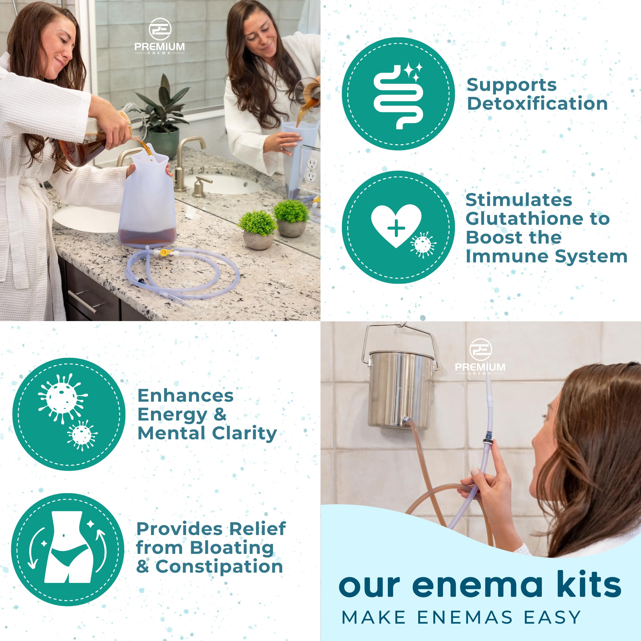 PE Premium Enema dosing setup prepared for precise enema preparation.