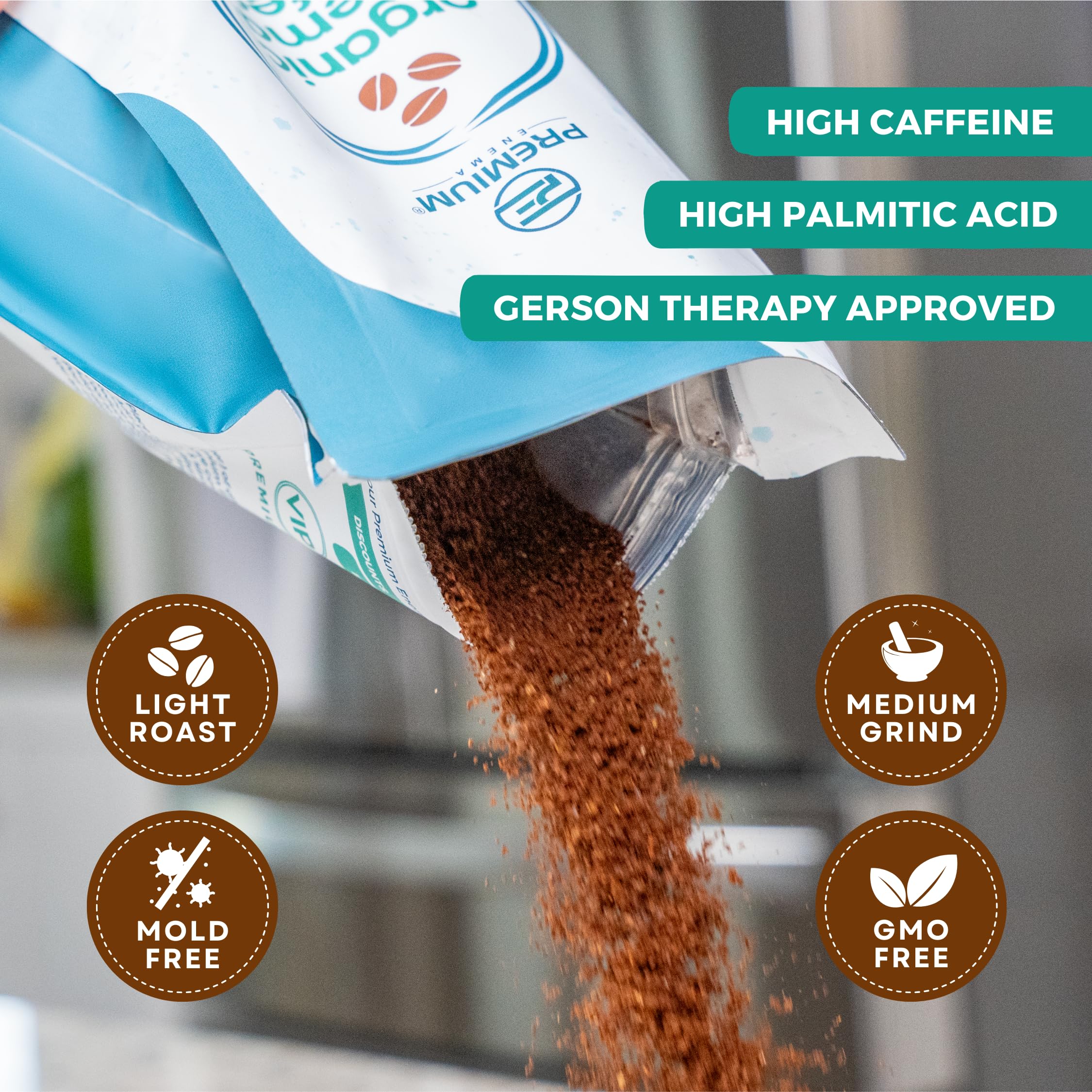 PE Premium Enema Fair Trade label signaling ethical sourcing and quality.